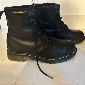 Dr. Martens Black Boots with Yellow Stitching
